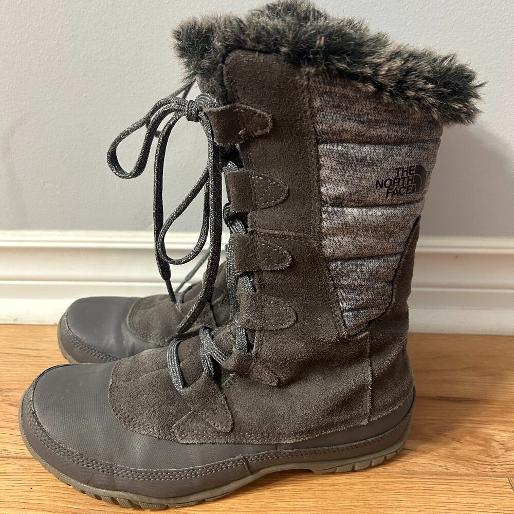 North Face Nuptse Purna II Size 7 Waterproof Insulated Winter Boots Grey